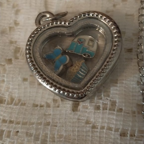 None Jewelry - 2779 Camping, Butterfly and Cupcake Theme Locket With a 10" Chain. New